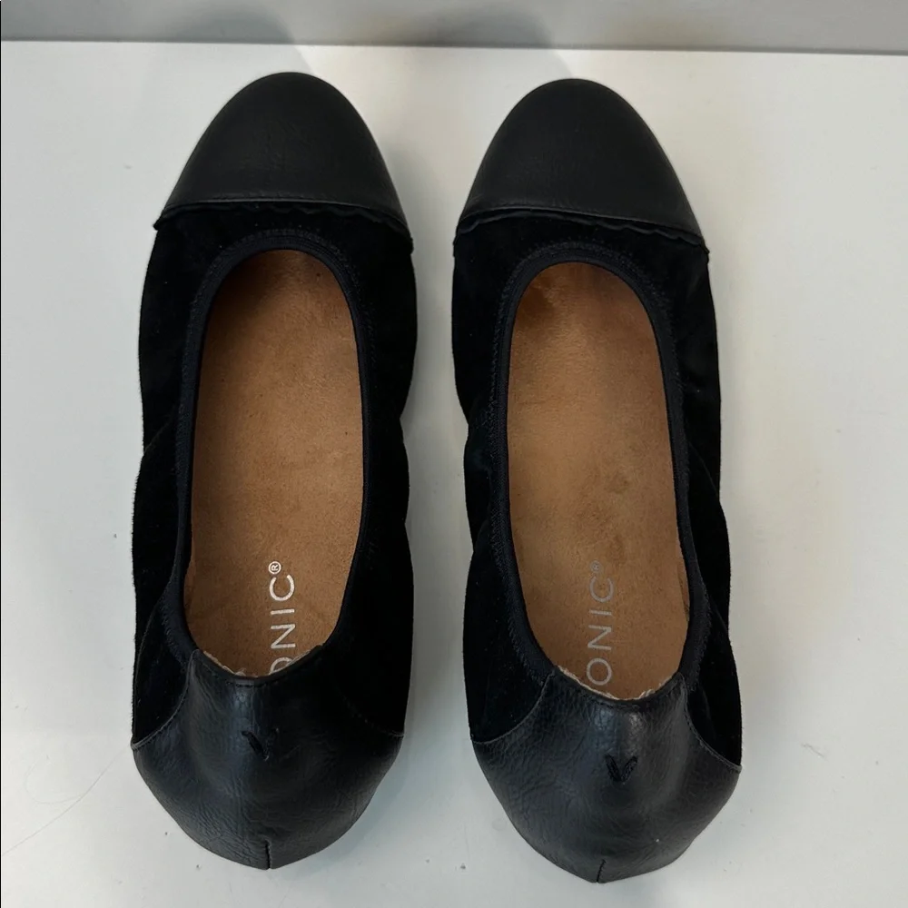 Vionic Prim‎ Tina Cap Toe Ballet Flats Black Size 8